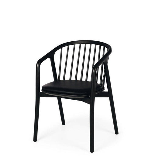 Nord Dining Chair (Black Oak) Black PU Seat - Paulas Home & Living