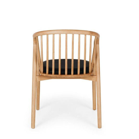 Nord Dining Chair (Natural Oak) Black PU Seat - Paulas Home & Living