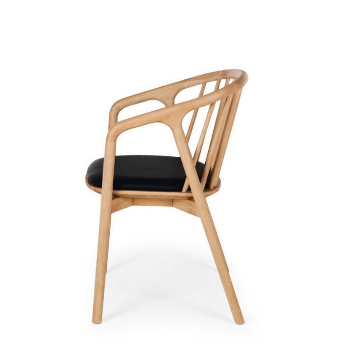 Nord Dining Chair (Natural Oak) Black PU Seat - Paulas Home & Living