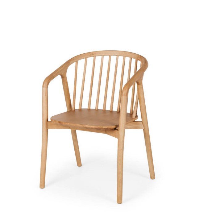 Nord Dining Chair (Natural Oak) Black PU Seat - Paulas Home & Living