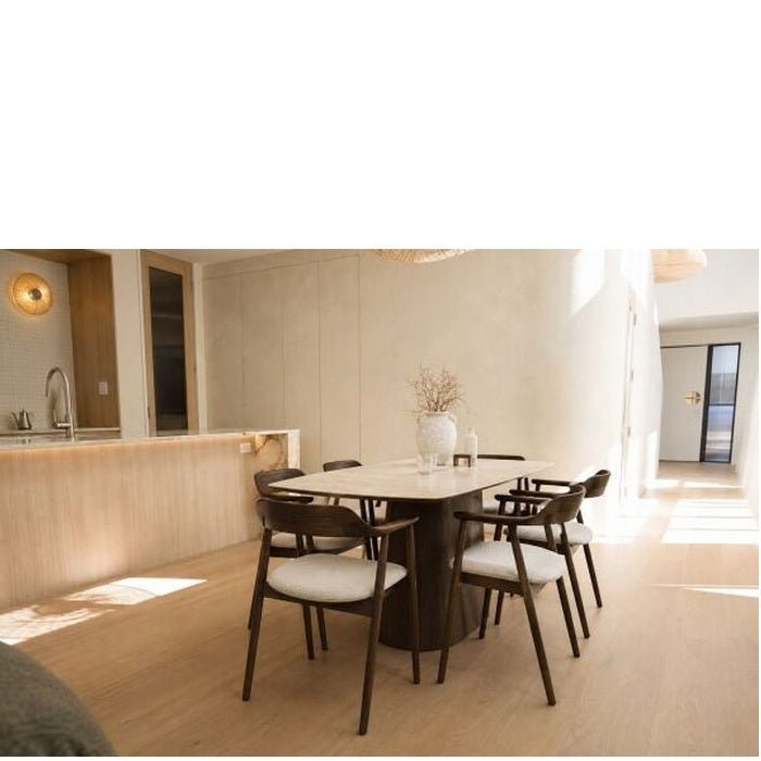 Norden Dining Table 1800w - Silky Smooth Travertine - Paulas Home & Living