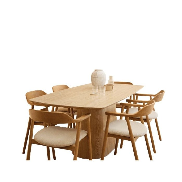 Norden & Norva Dining Suite 1800w (7pc) - Travertine Top - Paulas Home & Living