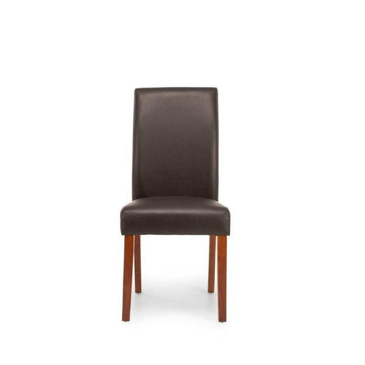Norfolk PU Dining Chair - Dark Brown Chair Light Leg - Paulas Home & Living