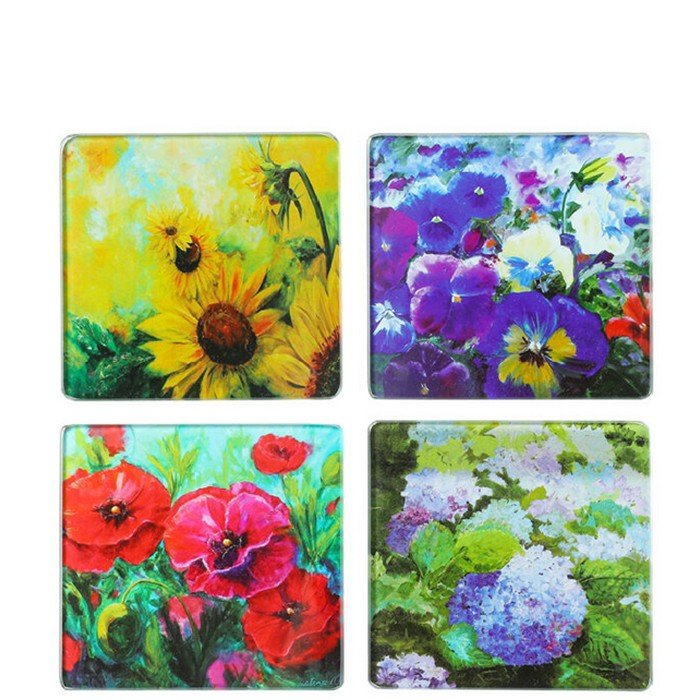 NZ Floral Painting Coasters Set 4 - Paulas Home & Living