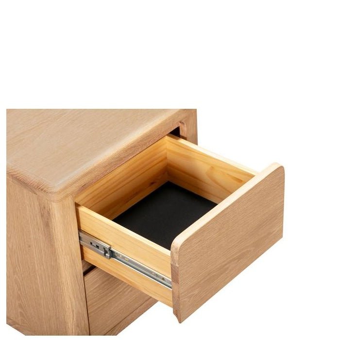 Oaky 2 Dr Bedside - sleeked curved lines - Paulas Home & Living