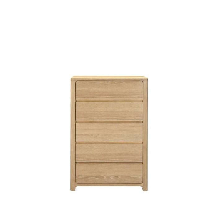 Oaky 5 Dr Tallboy sleeked curved lines - Paulas Home & Living