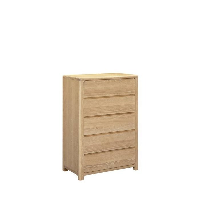 Oaky 5 Dr Tallboy sleeked curved lines - Paulas Home & Living