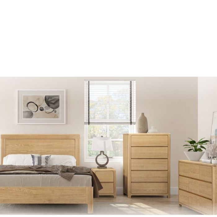 Oaky Slatframe Queen - sleeked curved lines - Paulas Home & Living