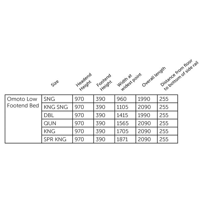 Omoto Slatframe with Headboard Low Foot - Single to Super King - Ash - Paulas Home & Living