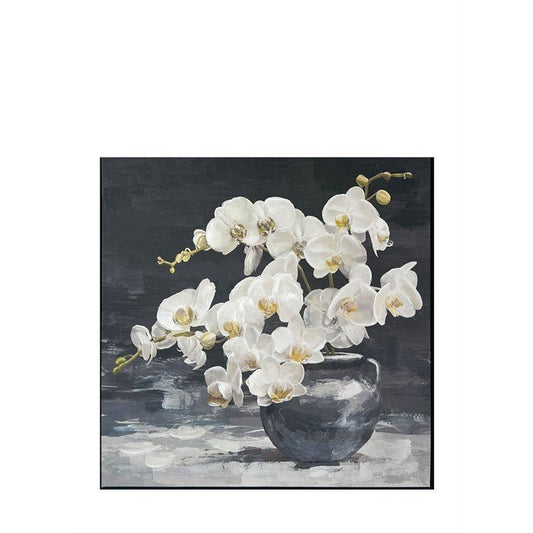 Orchid Stems Canvas with Handpaint detail - Black Frame - Paulas Home & Living