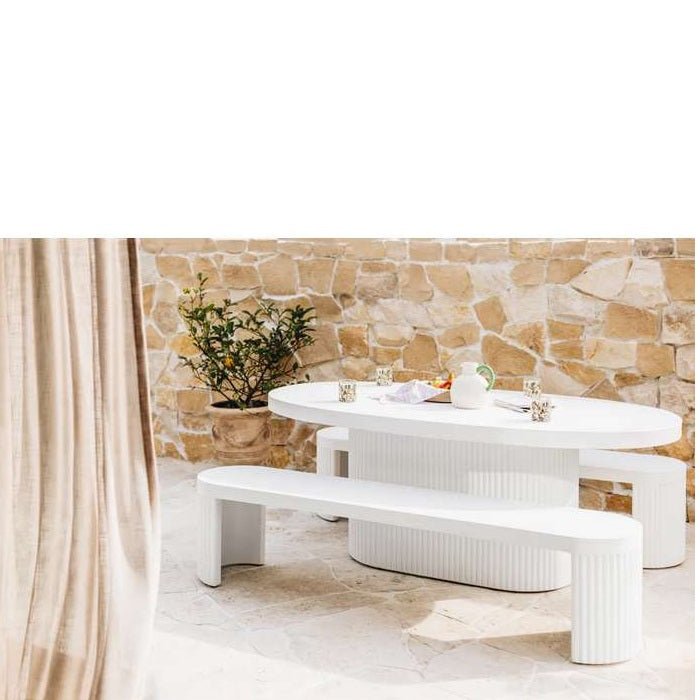 Palisade & Bench Concrete Outdoor Dining Suite 2000w - Paulas Home & Living