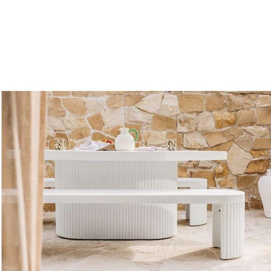 Palisade & Bench Concrete Outdoor Dining Suite 2000w - Paulas Home & Living