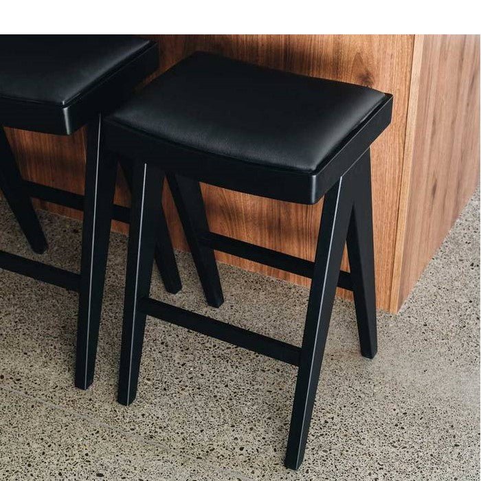Palma Barstool - Black Oak PU Seat - Paulas Home & Living