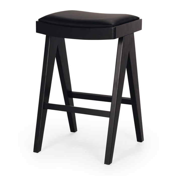 Palma Barstool - Black Oak PU Seat - Paulas Home & Living