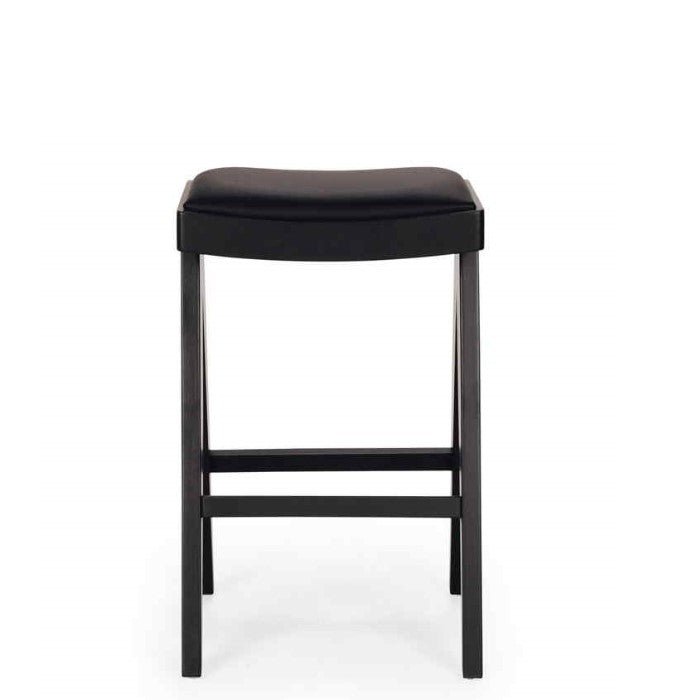 Palma Barstool - Black Oak PU Seat - Paulas Home & Living