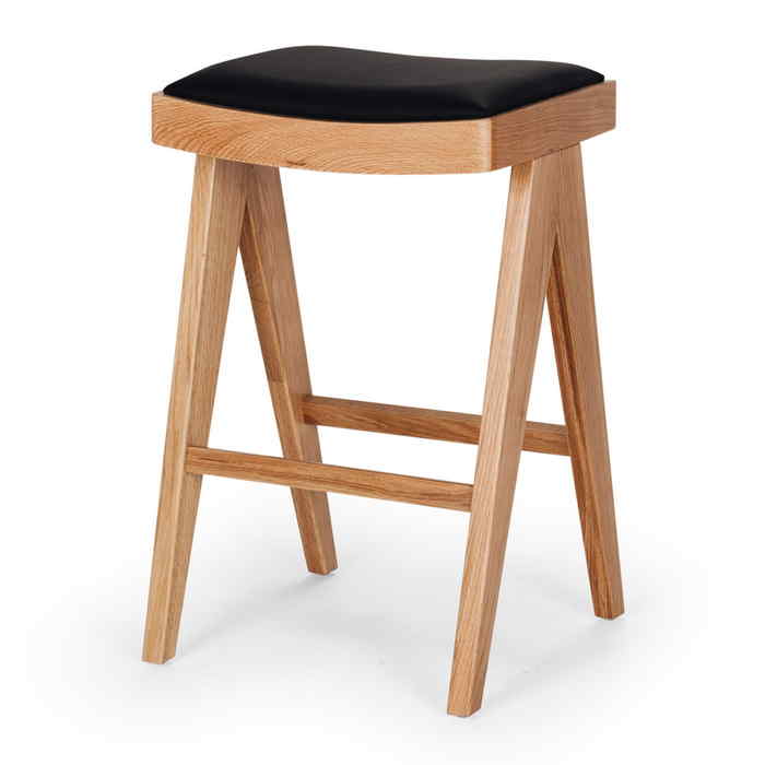 Palma Barstool - Natural Oak PU Seat - Paulas Home & Living