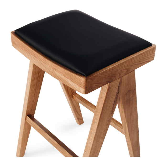 Palma Barstool - Natural Oak PU Seat - Paulas Home & Living