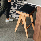 Palma Barstool - Natural Oak PU Seat - Paulas Home & Living