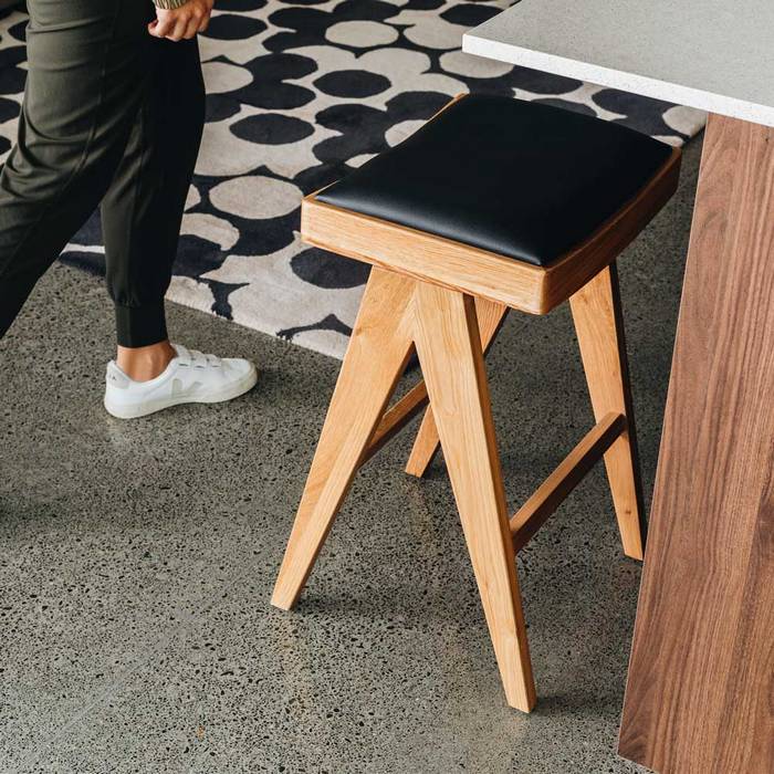 Palma Barstool - Natural Oak PU Seat - Paulas Home & Living