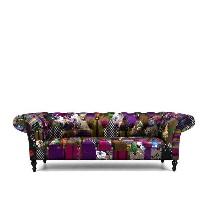 Patchwork 3 Seater Sofa - Velvet - Paulas Home & Living