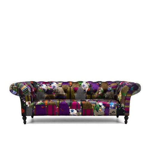 Patchwork 3 Seater Sofa - Velvet - Paulas Home & Living