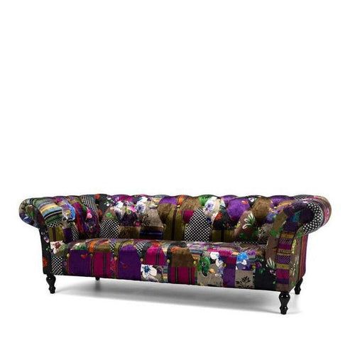 Patchwork 3 Seater Sofa - Velvet - Paulas Home & Living