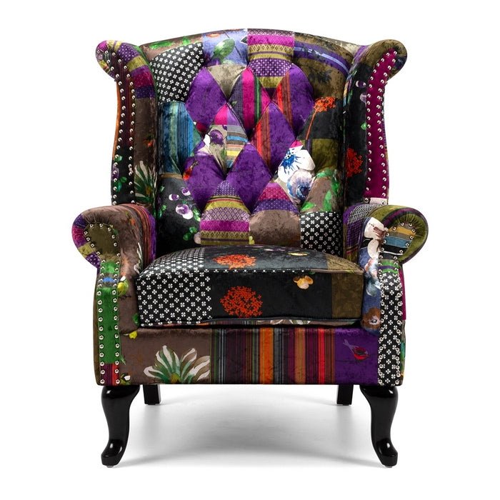 Patchwork Wingback Chair - Paulas Home & Living