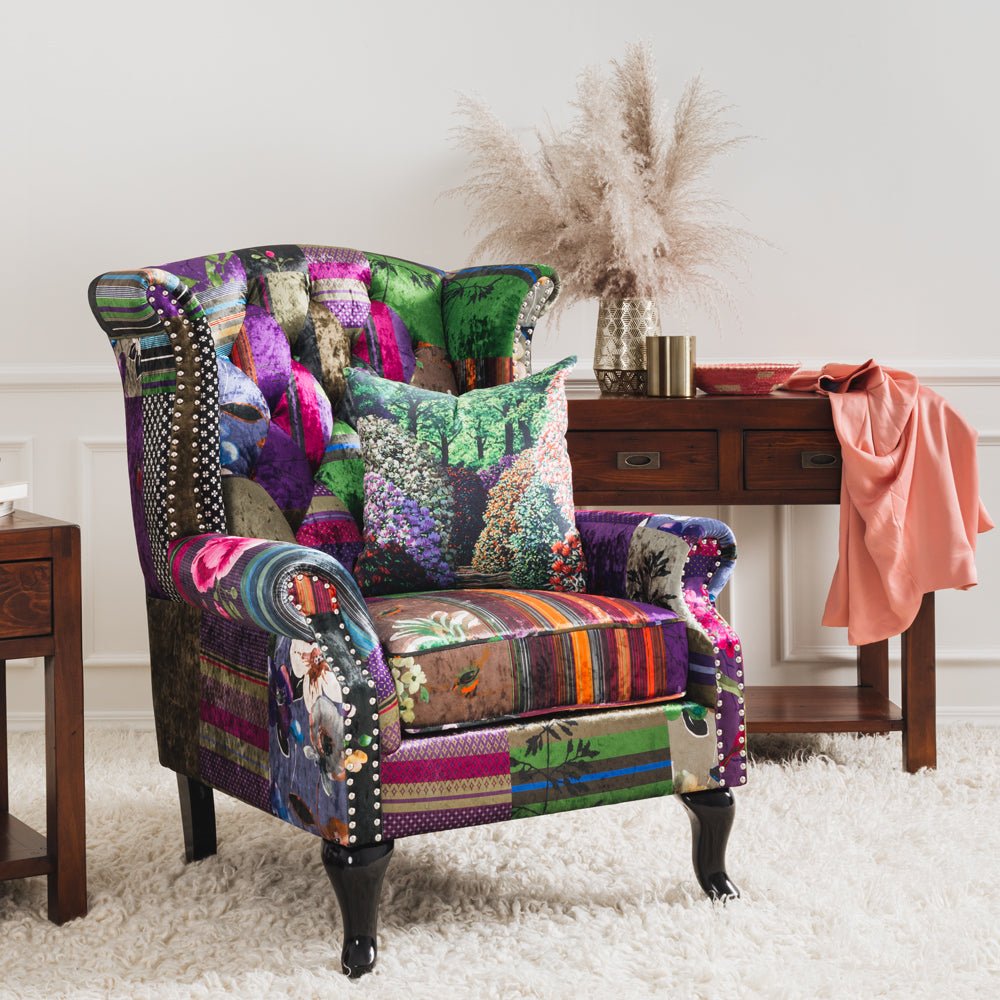 Patchwork Wingback Chair - Paulas Home & Living