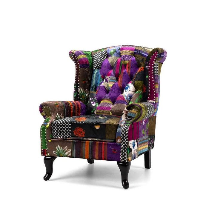 Patchwork Wingback Chair - Paulas Home & Living