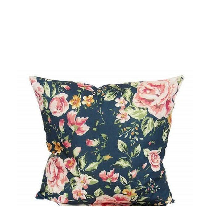 Pink Roses on Blue Cushion - Paulas Home & Living
