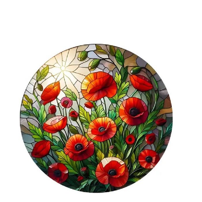 Poppies Stained Glass Hanger 115dia