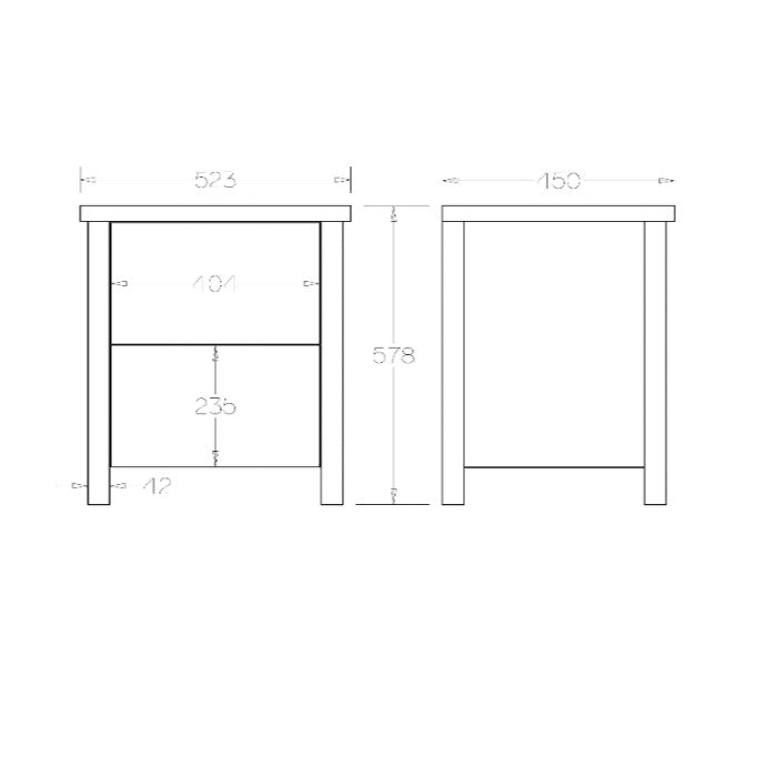 Portland Bedside 2 Drawer - Paulas Home & Living