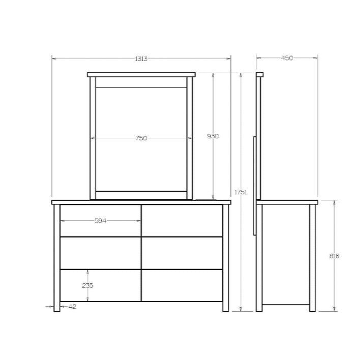 Portland Dresser 6 Drawer - Paulas Home & Living