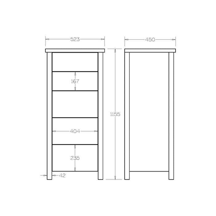 Portland Lingerie Chest 5 Drawer - Paulas Home & Living