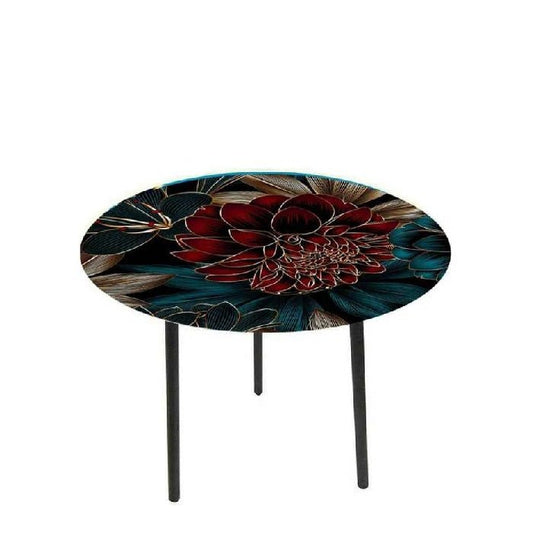 Red Flower Glass Side Table - Paulas Home & Living