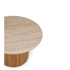 Rho Coffee Table Natural Oak with Travertine Top - 850dia - Paulas Home & Living
