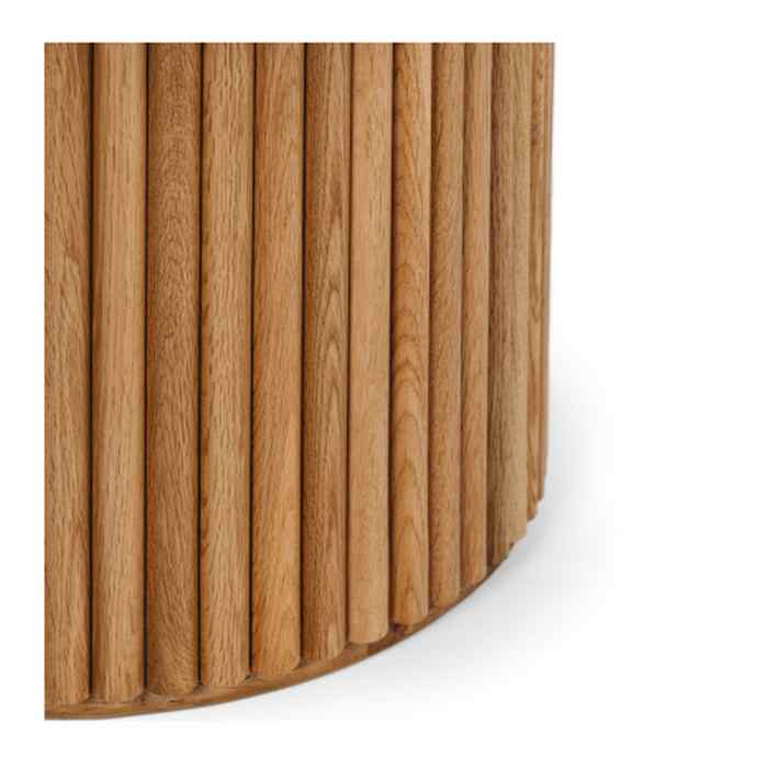 Rho Coffee Table Natural Oak with Travertine Top - 850dia - Paulas Home & Living