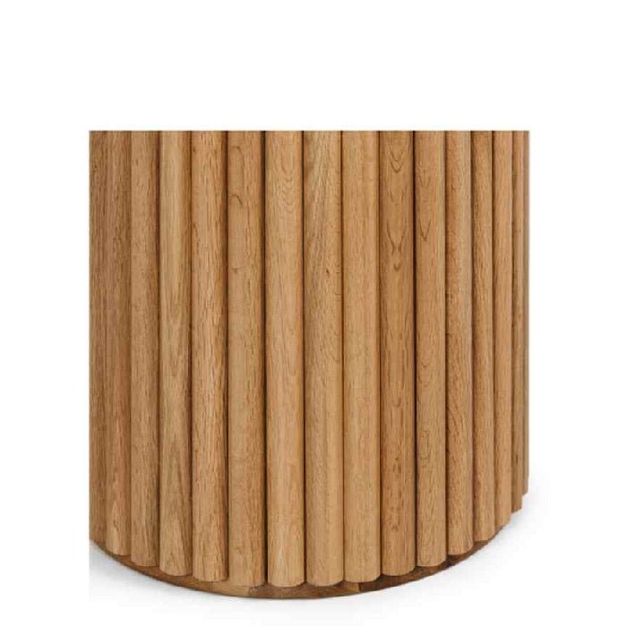 Rho Dining Table Natural Oak with Travertine Top - 1200dia (Seats 4) - Paulas Home & Living