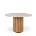 Rho Dining Table Natural Oak with Travertine Top - 1200dia (Seats 4) - Paulas Home & Living