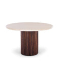 Rho Dining Table Walnut with Travertine Top - 1200dia (Seats 4) - Paulas Home & Living