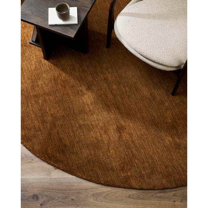 Sandringham Round Floor Rug - Pecan (100% Wool)