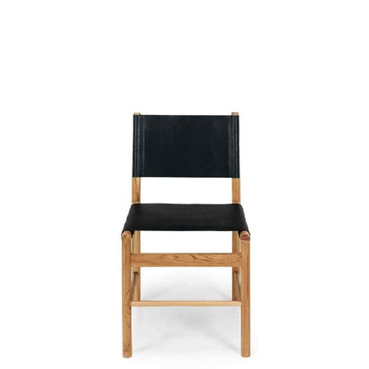 Ned Dining Chair - Black  (Teak & Leather)