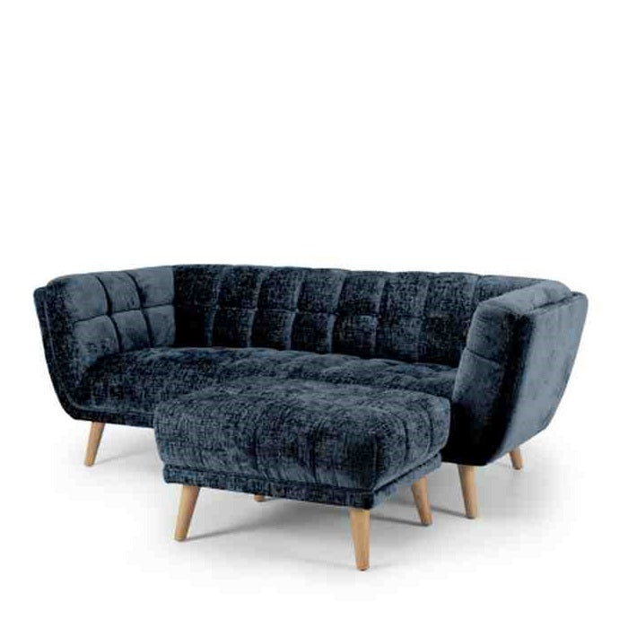 Towelie 3 Seater & Footstool Indigo Blue