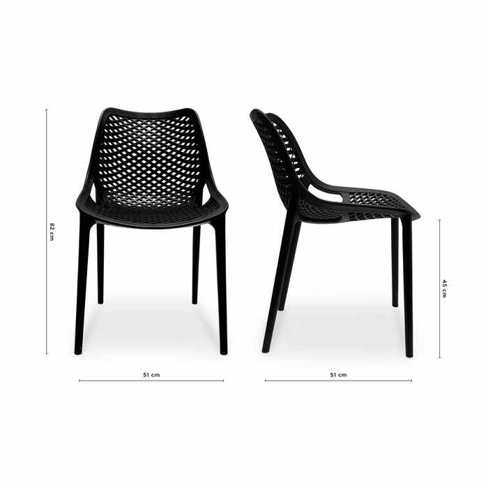 Soprano Outdoor Chair - Black (Stackable) - Paulas Home & Living