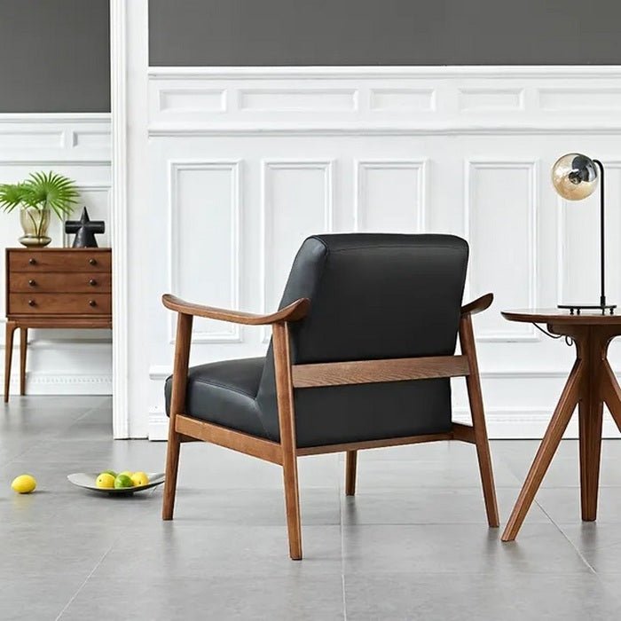 Spencer Mid-Century Leather Chair, Black - Paulas Home & Living