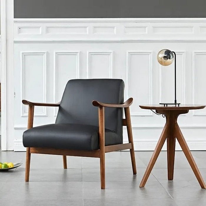 Spencer Mid-Century Leather Chair, Black - Paulas Home & Living