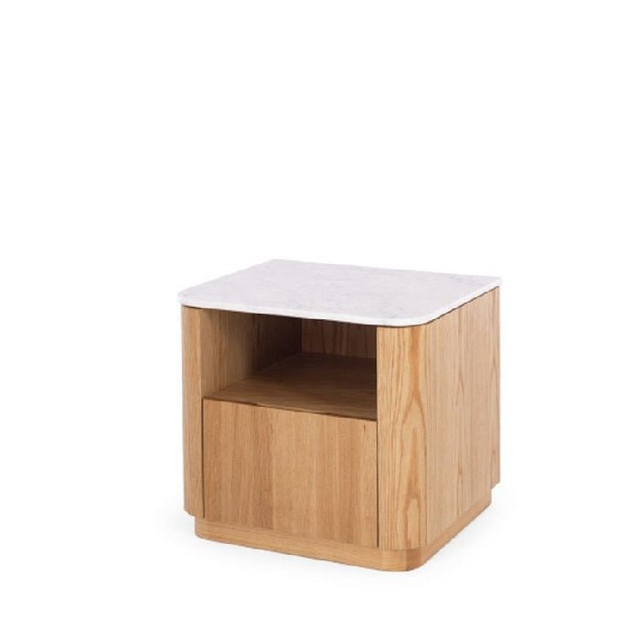 Stash 1 Dr Bedside - Marble Top & Oak - Paulas Home & Living
