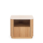 Stash 1 Dr Bedside - Travertine Top & Oak - Paulas Home & Living