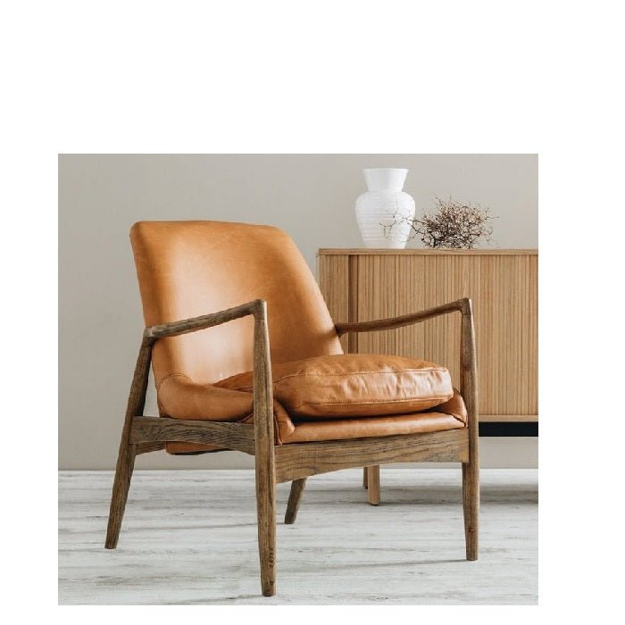 Steiner Armchair Cognac  Leather - Paulas Home & Living