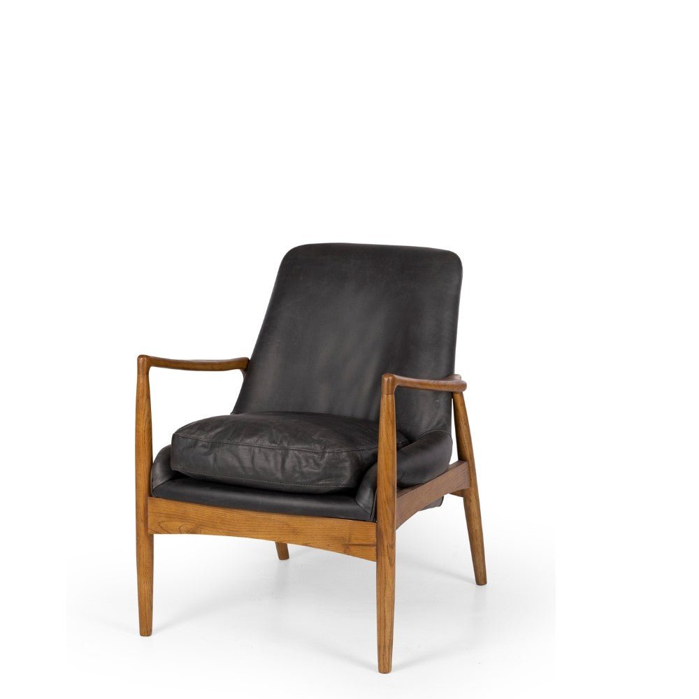 Steiner Armchair Black Wax Leather - Paulas Home & Living